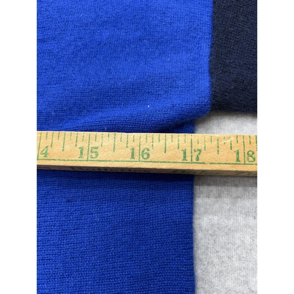 Sweater Tunic Petite Womens XS Blue Colorblock Cashmere Scoop Neck Asym Hem